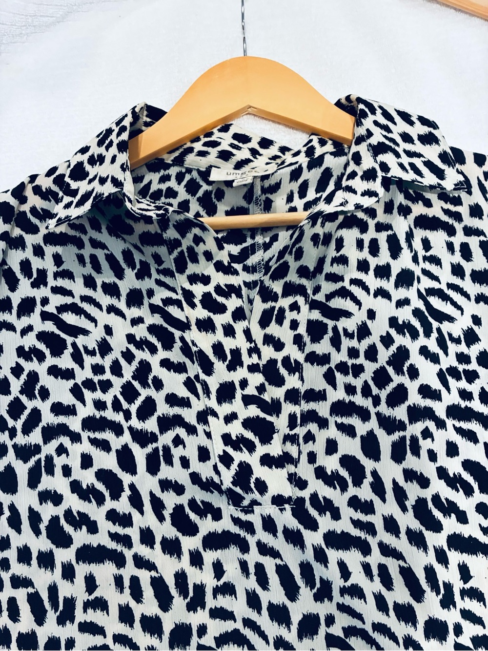 Umgee Black and Cream A Line Shift Dress - Animal Print Size M - Picture 5 of 7